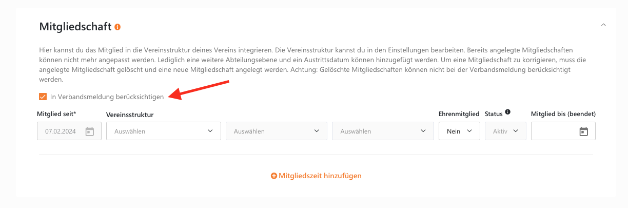Mitglied in Verbandsmeldung ausschließen WISO MeinVerein Web