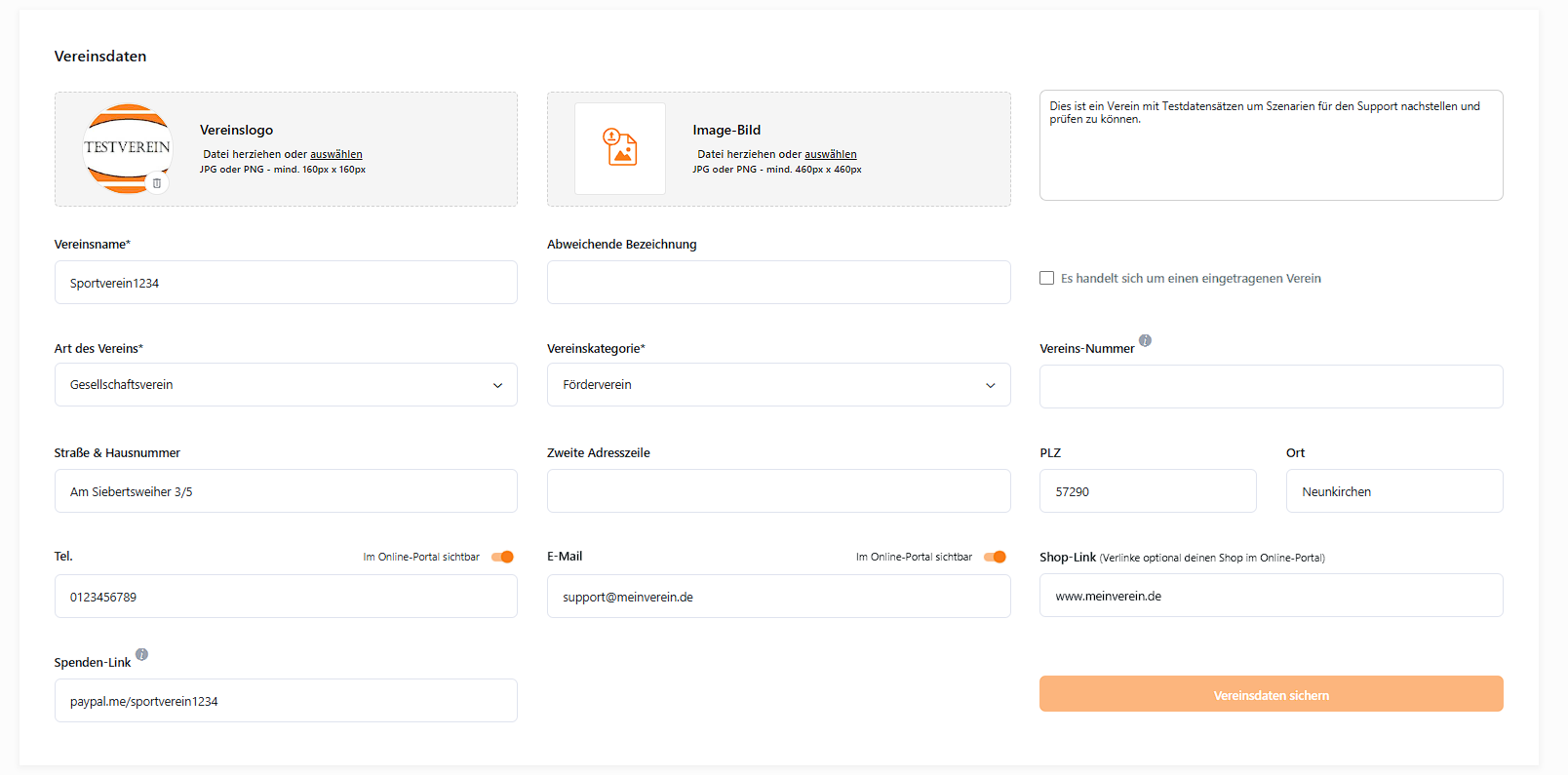 MeinVerein Vereinsdaten