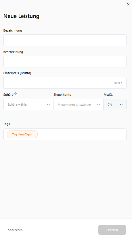 Leistungen erstellen