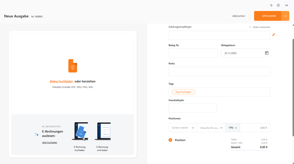 TAGs im Beleg zufügen 