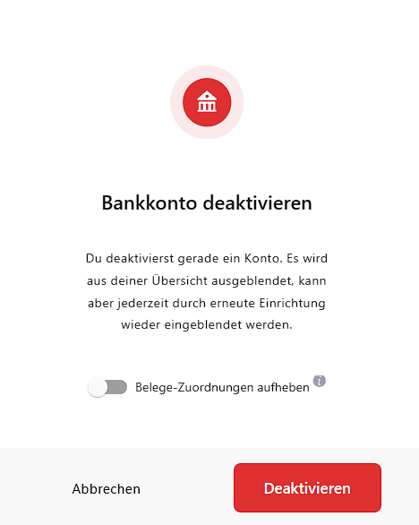 Bankkonto deaktivieren